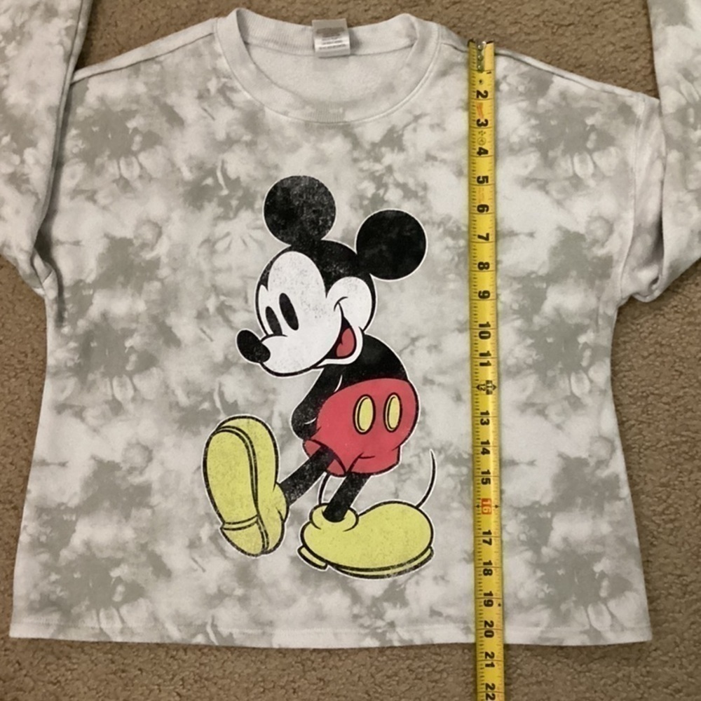 Disney Mickey Mouse Women’s XS Oversized Crewneck Cropped Marbled Sweater - Picture 6 of 8